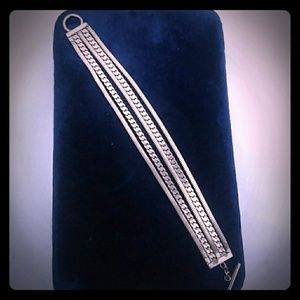 Vintage Multi-Chain Silver-Tone Toggle Bracelet